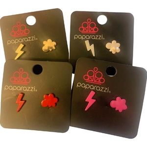 🖤 Cloud, Lightning Storm Weather Fashion Post Earrings NEW